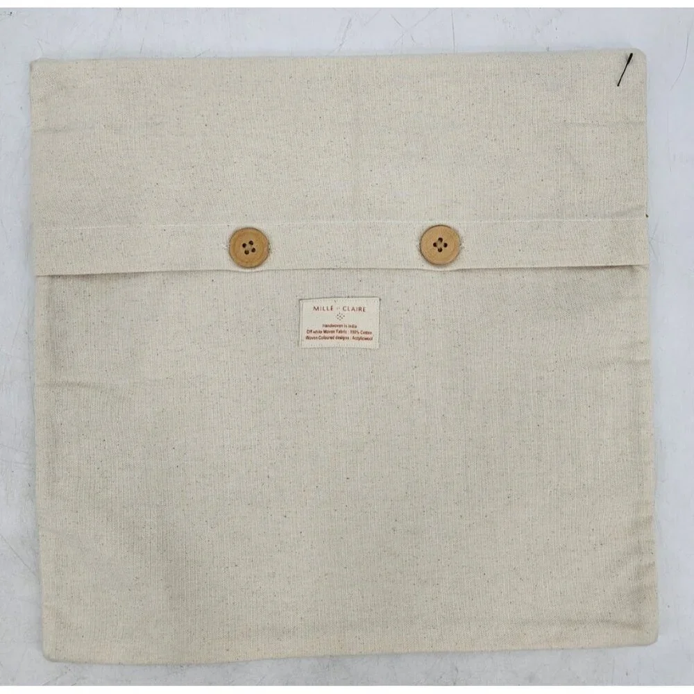 New Mille et Claire Manipuri Pillow Cover 15x15 Handwoven Cotton